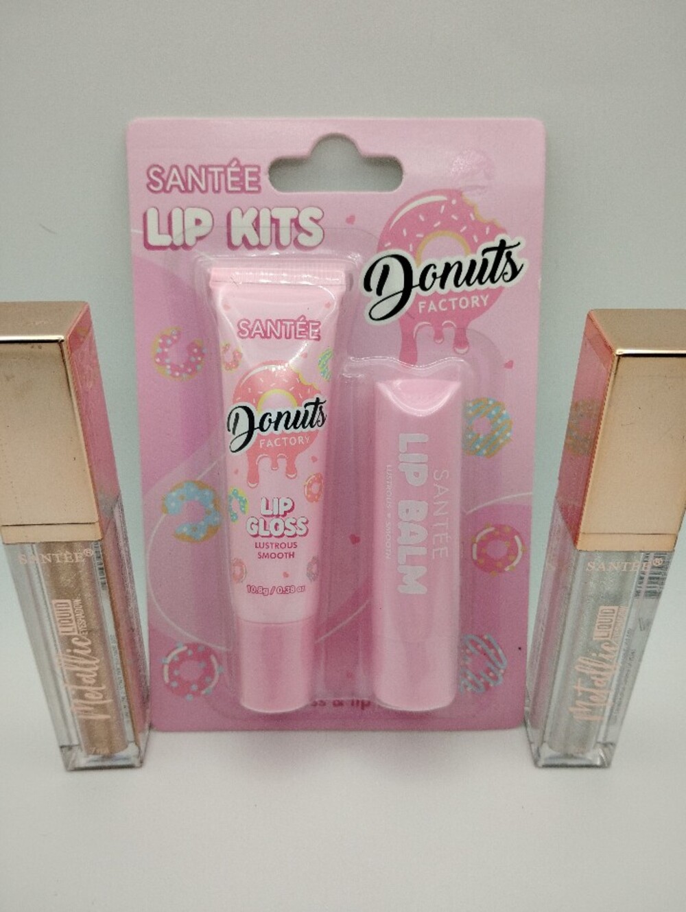 Santée Donuts Factory Pink Lip Kit - & 2 Metallic Liquid Eyeshadow